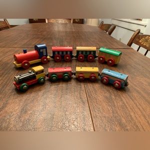 Vintage wooden magnetic trains